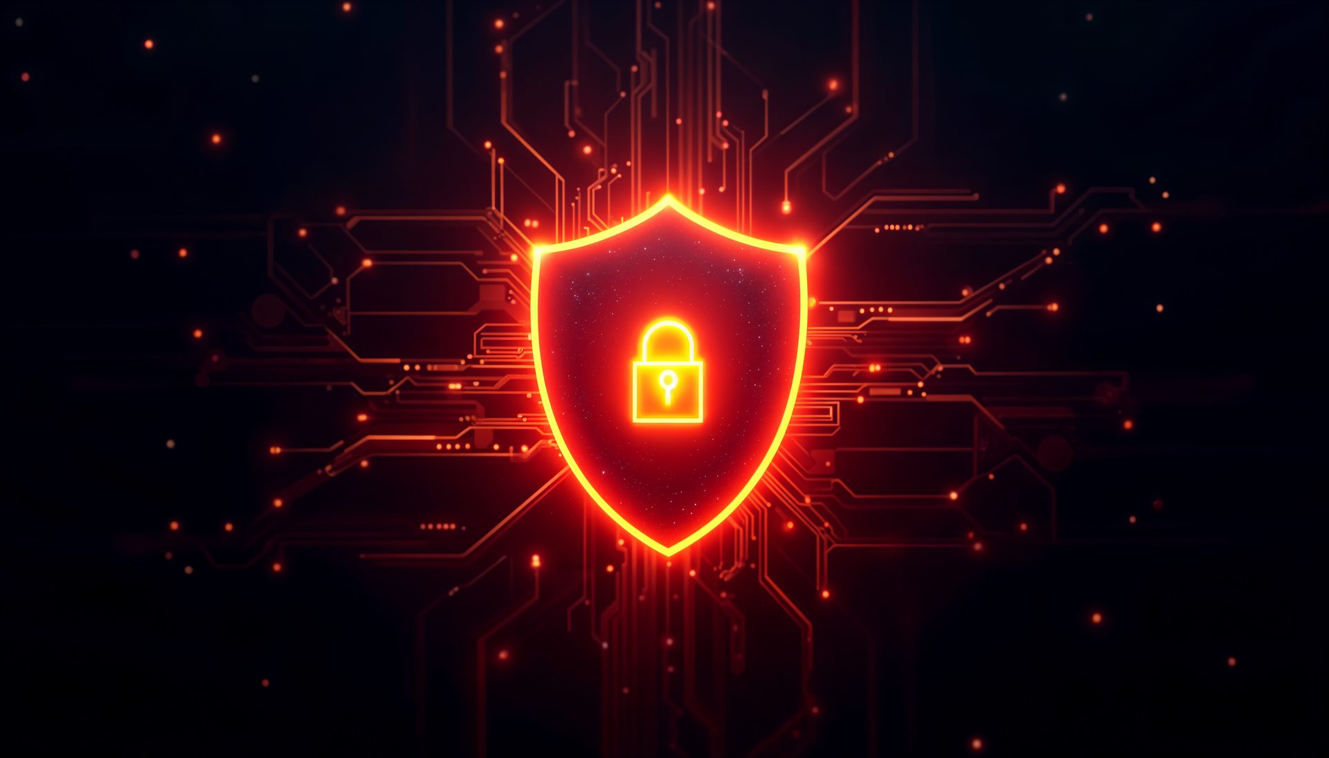 Illustration of a glowing shield representing cybersecurity protection